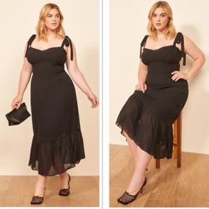 NWT Reformation Black Tie Strap Nikita Midi Dress